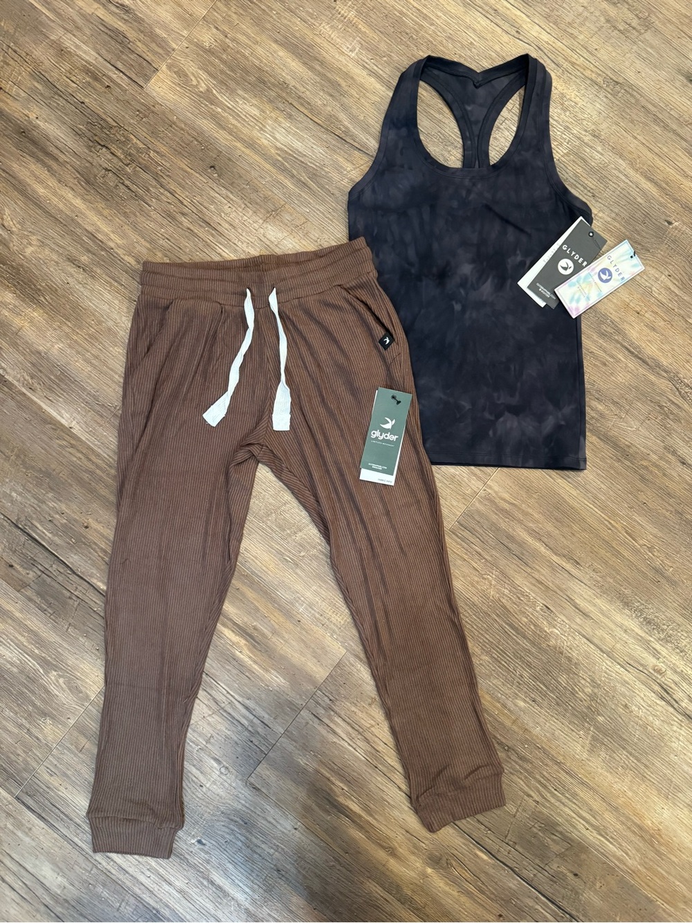 NWT Glyder Comfort 7/8 Jogger Espresso & Performance Tank Top Black Dye Sz Sm